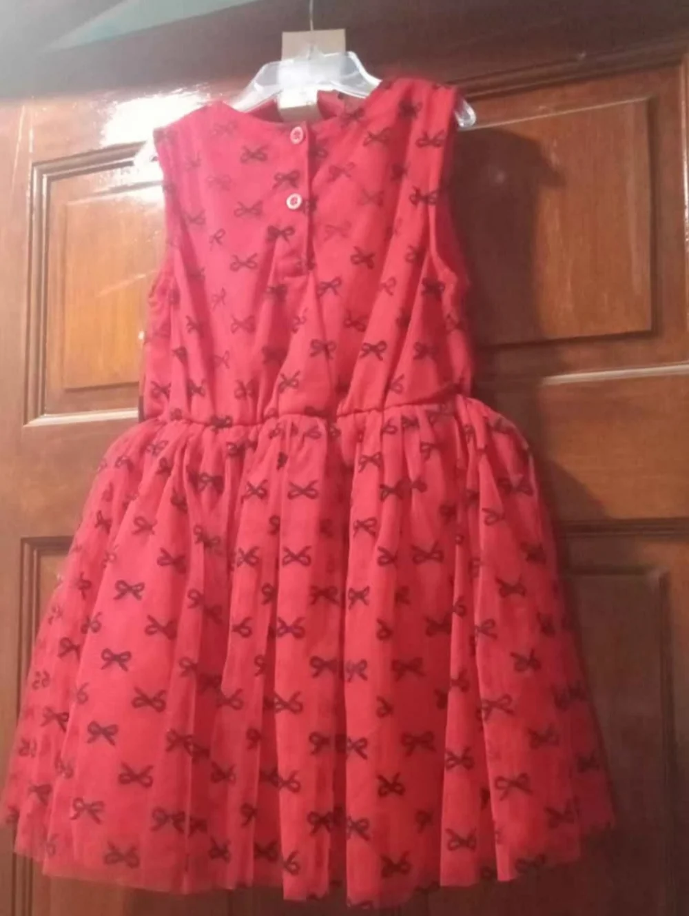 Girls Black Faux-Fur Jacket with Red Bow Skirt and Headband